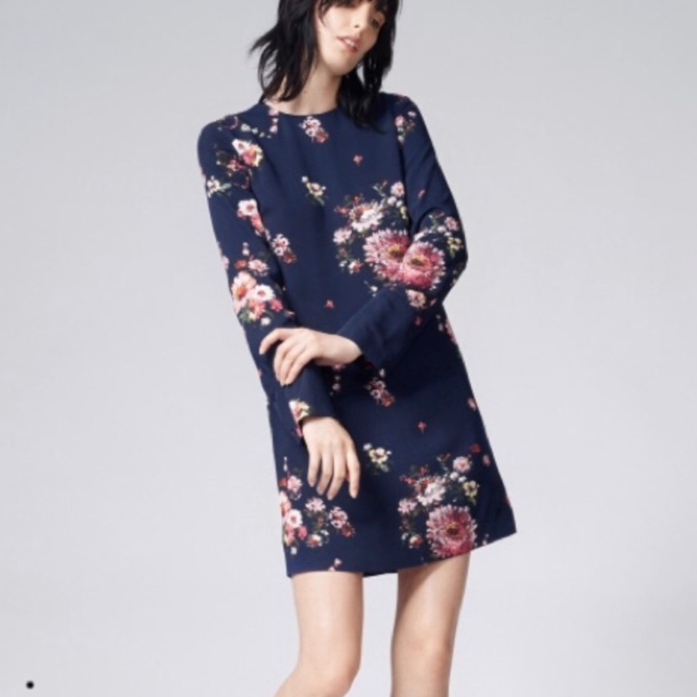 Warehouse Navy Floral Shift Dress View 2